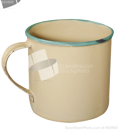 Image of Cream and Green Enamel Mug