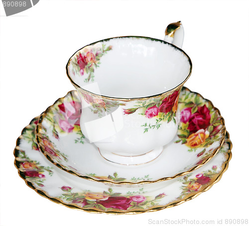 Image of Floral Cup, Saucer and Plate