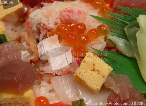 Image of Japanese sea-food salada close-up