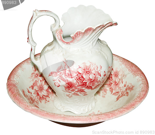 Image of Antique Floral Jug & Basin