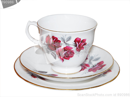 Image of Cup saucer and Plate with Roses