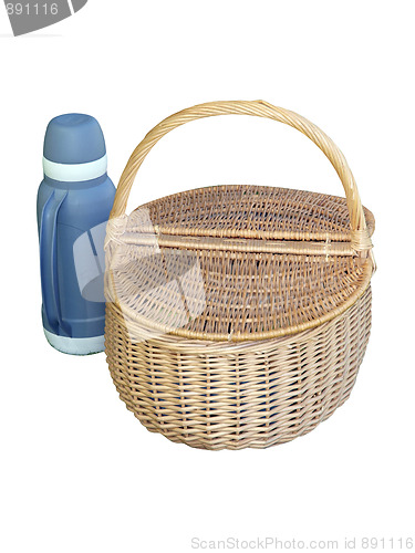 Image of Picnic Basket and Thermos Flask