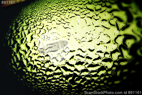 Image of Green drops of water - light from backside. Macro