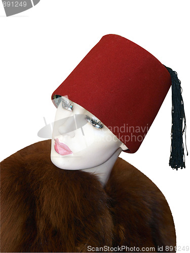 Image of Female Mannequin Wearing a Fez 