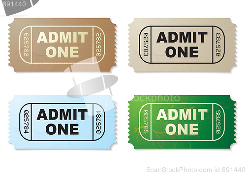 Image of admit one ticket set