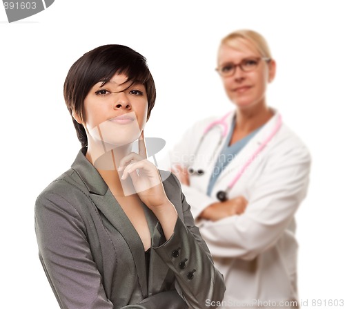 Image of Young Multiethnic Woman and Female Doctor