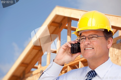 Image of Contractor in Hardhat at Construction Site