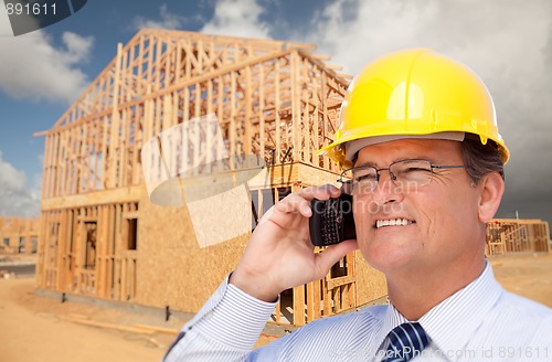 Image of Contractor in Hardhat at Construction Site