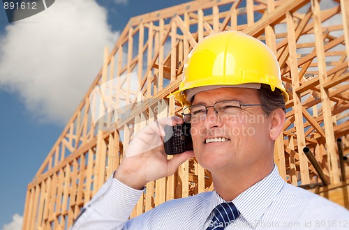 Image of Contractor in Hardhat at Construction Site