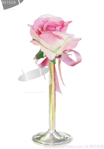 Image of Single Silk Rose in Vase 