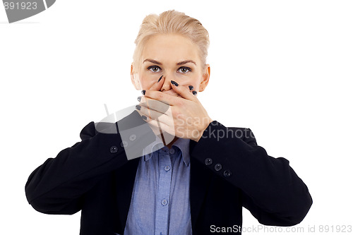 Image of Speak No Evil pose over white