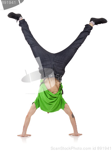 Image of boy standing on hands