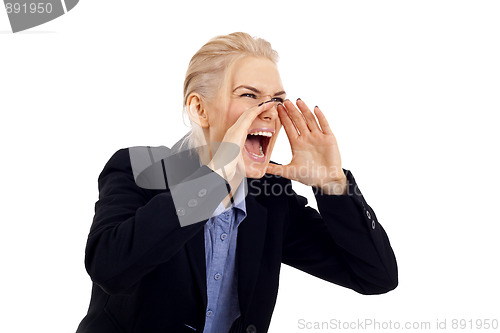 Image of businesswoman screaming