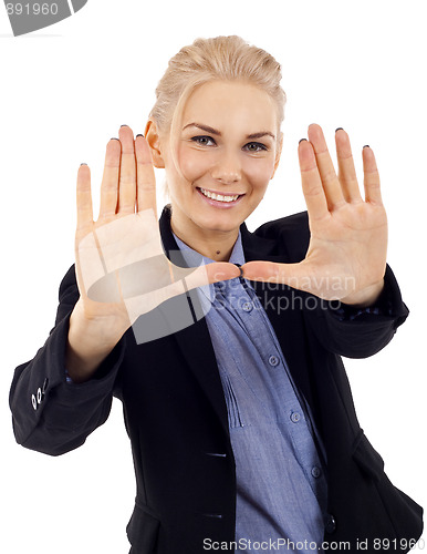 Image of woman making hand frame