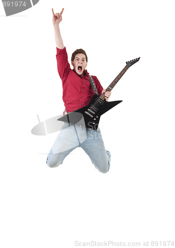 Image of guitarist jumps 