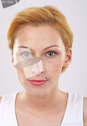 Image of woman staring at camera 