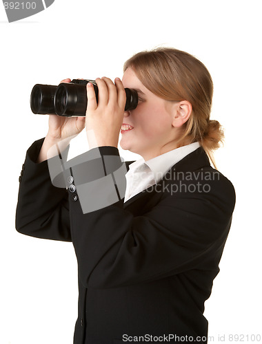 Image of business woman with binoculars