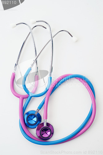 Image of pink and blue stethoscopes