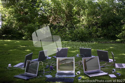 Image of Circle of laptops