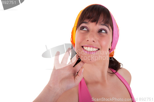 Image of Beautiful Woman Smiling, with a headscarf