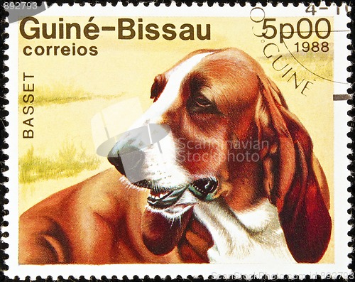 Image of Basset dog stamp.