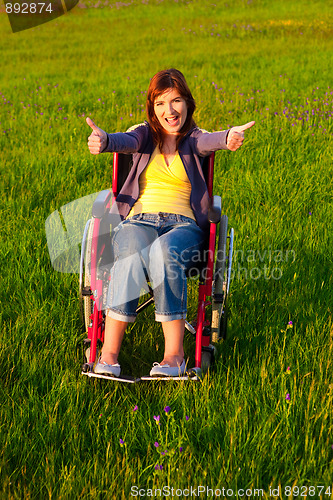 Image of Handicapped woman on wheelchair