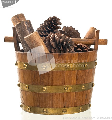 Image of Basket with pine and wood