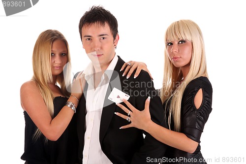 Image of Magician performance with as heart card 