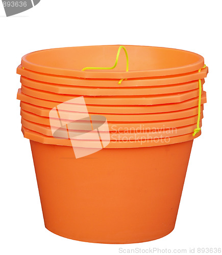 Image of Stack of Orange Buckets