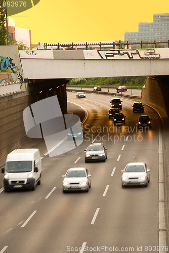 Image of highway sunset traffic