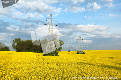 Image of Electric pylons and farmland