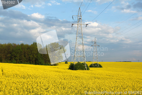 Image of Electric pylons and farmland