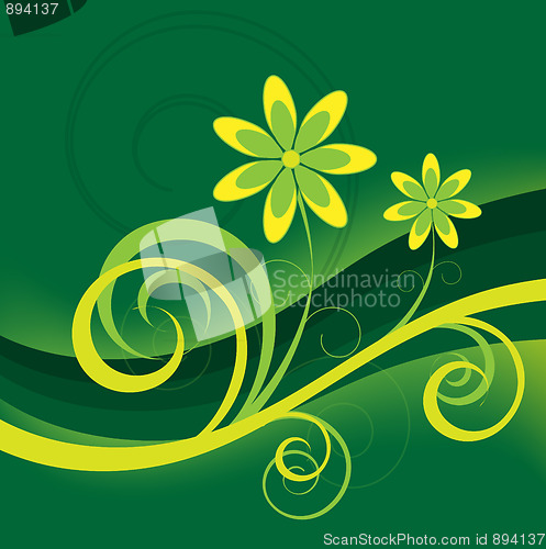 Image of Green Abstract Flower Background