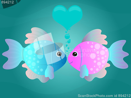 Image of Cartoon Kissing Fish