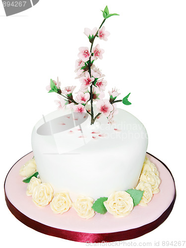 Image of Iced Cake with Peach Blossom