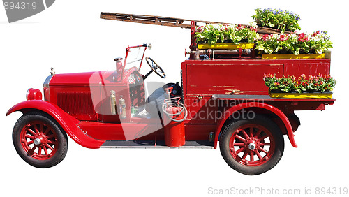 Image of Vintage Fire Engine decorated with flowers