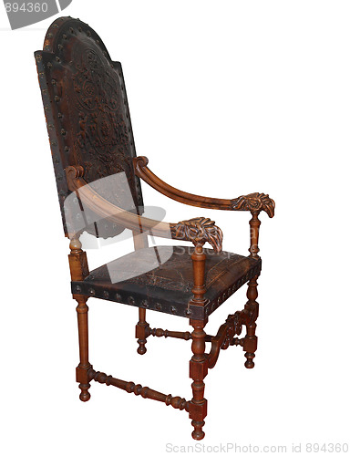 Image of Ornate Antique Leather Chair 