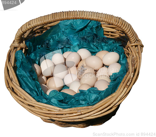 Image of Fresh Farm Eggs in a Basket 
