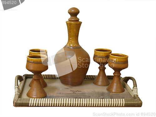 Image of Beakers and Carafe on a Tray