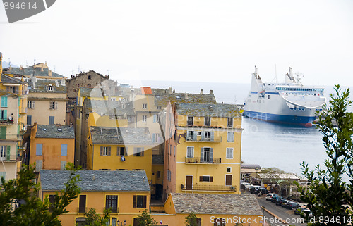 Image of cruise ship in harbor old port bastia corsica