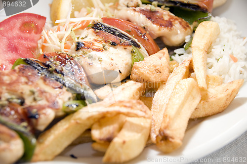 Image of chicken souvlaki dinner greece