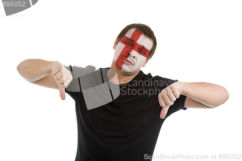 Image of thumbs down with english flag