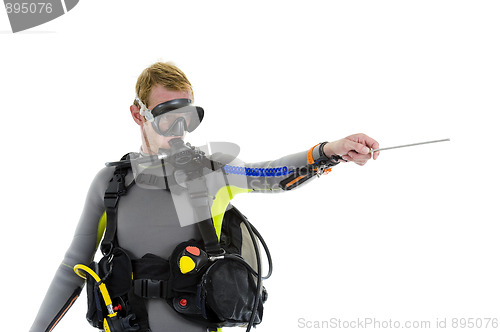 Image of male diver with pointer