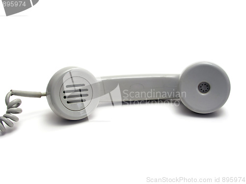 Image of gray telephone receiver isolatd on white