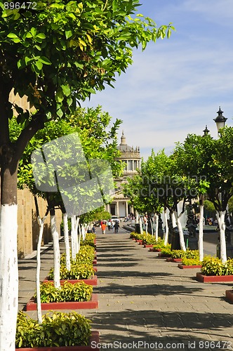 Image of Plaza Tapatia leading to Hospicio Cabanas in Guadalajara, Jalisco, Mexico