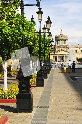 Image of Plaza Tapatia leading to Hospicio Cabanas in Guadalajara, Jalisco, Mexico