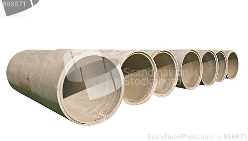 Image of A Line of Concrete Pipes