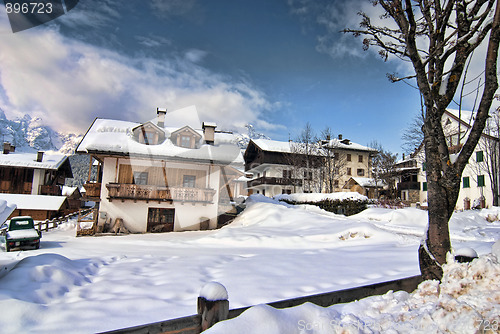 Image of Snow on the Dolomites Mountains, Italy