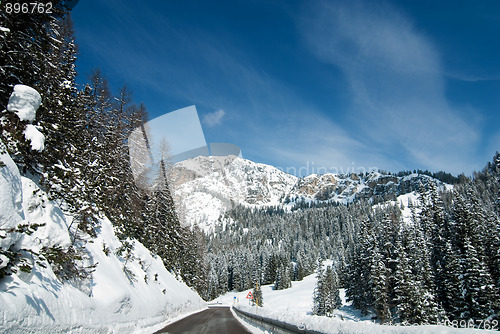 Image of Snow on the Dolomites Mountains, Italy