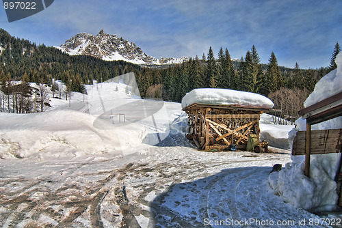 Image of Snow on the Dolomites Mountains, Italy